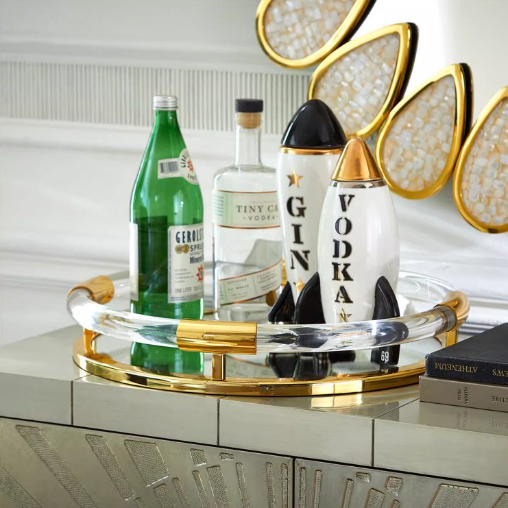 High Quality Morris Gold Stainless Steel Home Table Decoration Storage Tray Hotel Restaurant Acrylic Service Tray
