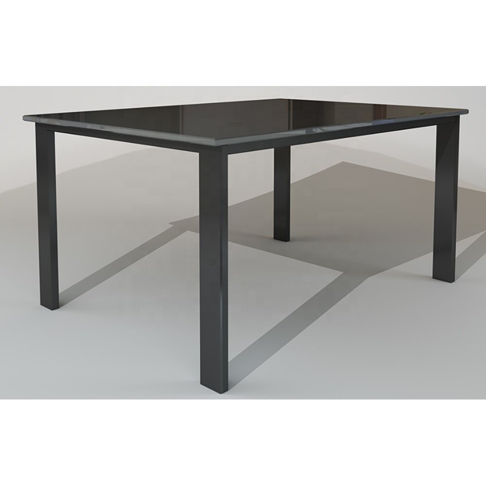 Modern Restaurant Furniture Dinning Set Table Luxury Metal Legs Tempered Glass Dining Table