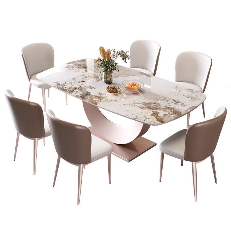 XTCZ-006 Rock table light luxury household small dining table and chair combination table bright rectangular