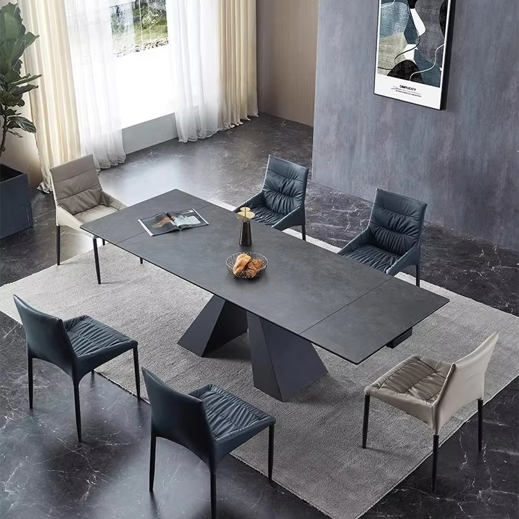 Italian very simple rock plate table Multi-functional telescopic table home modern simple dining table