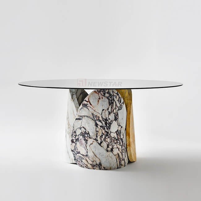 Wholesale project restaurant dining table natural elegant marble polished calacatta violar modern marble dining room table
