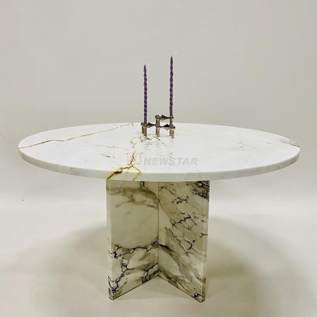 Wholesale project restaurant dining table natural elegant marble polished calacatta violar modern marble dining room table