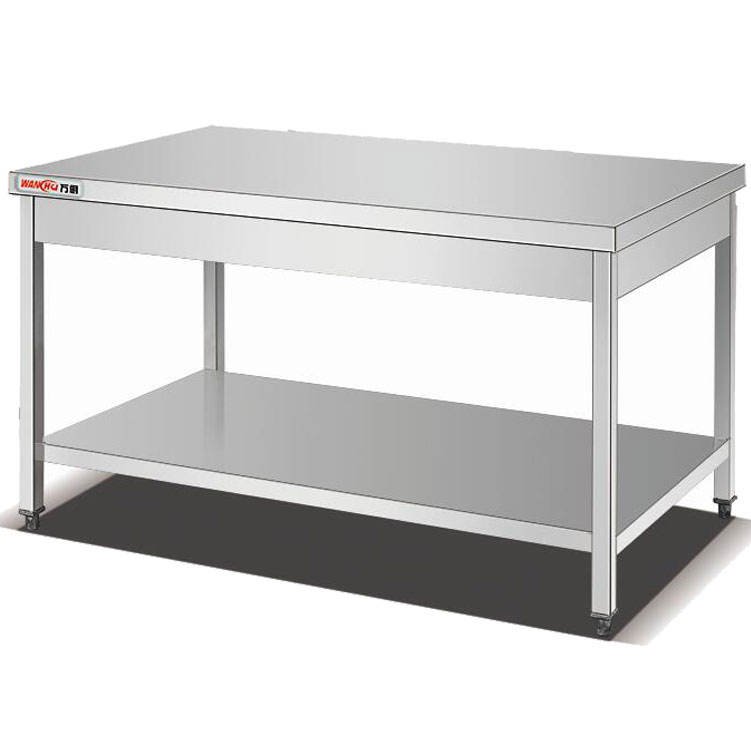 Customized Restaurant Hotel Kitchen Work Table Commercial Stainless Steel Drawers Metal 2 Tiers Work Bench Table Manufacturer