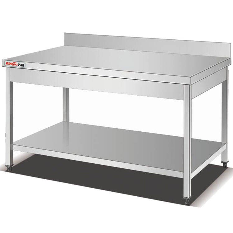 Customized Restaurant Hotel Kitchen Work Table Commercial Stainless Steel Drawers Metal 2 Tiers Work Bench Table Manufacturer