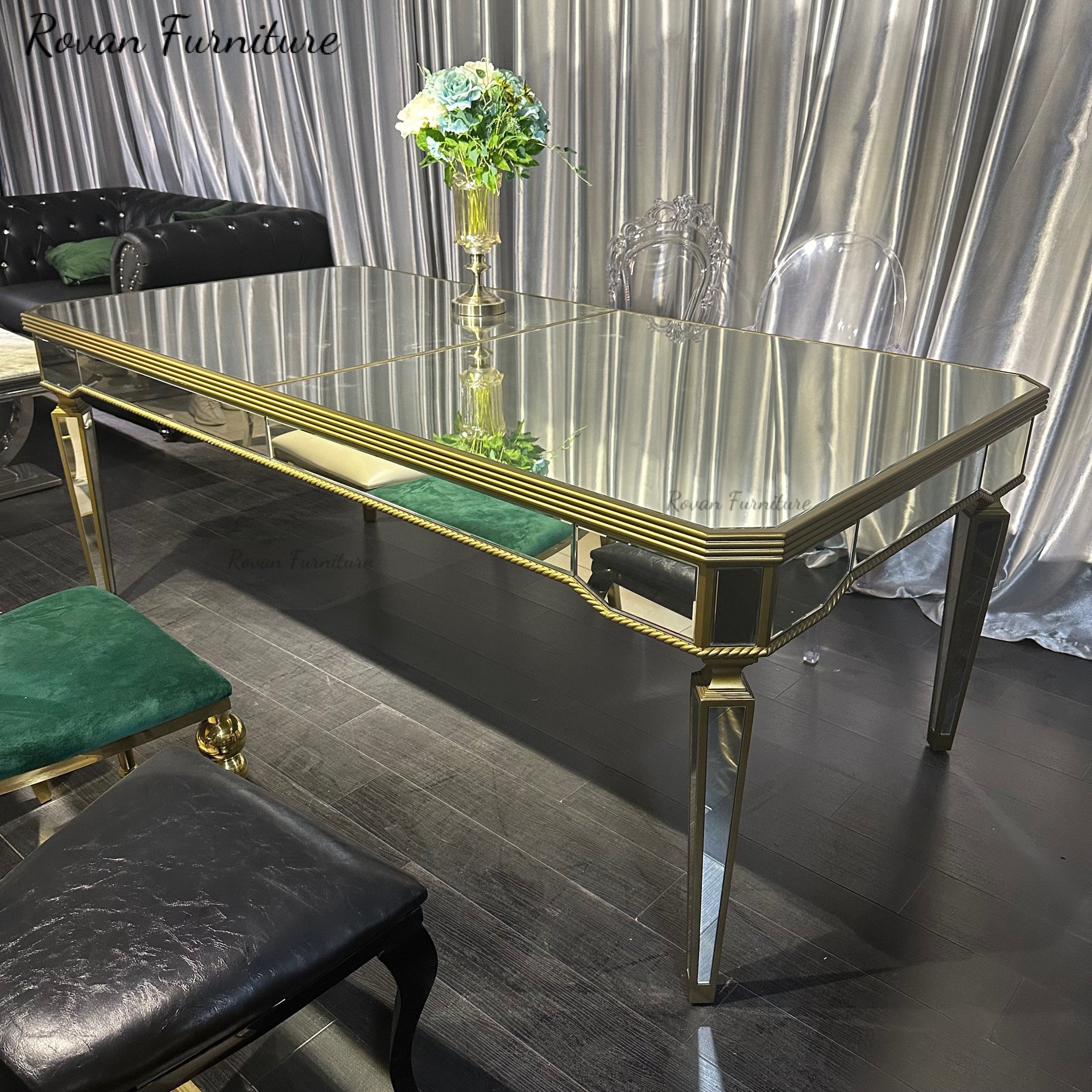 Latest design wood MDF wedding table mirror event tables luxury dining table for wedding used