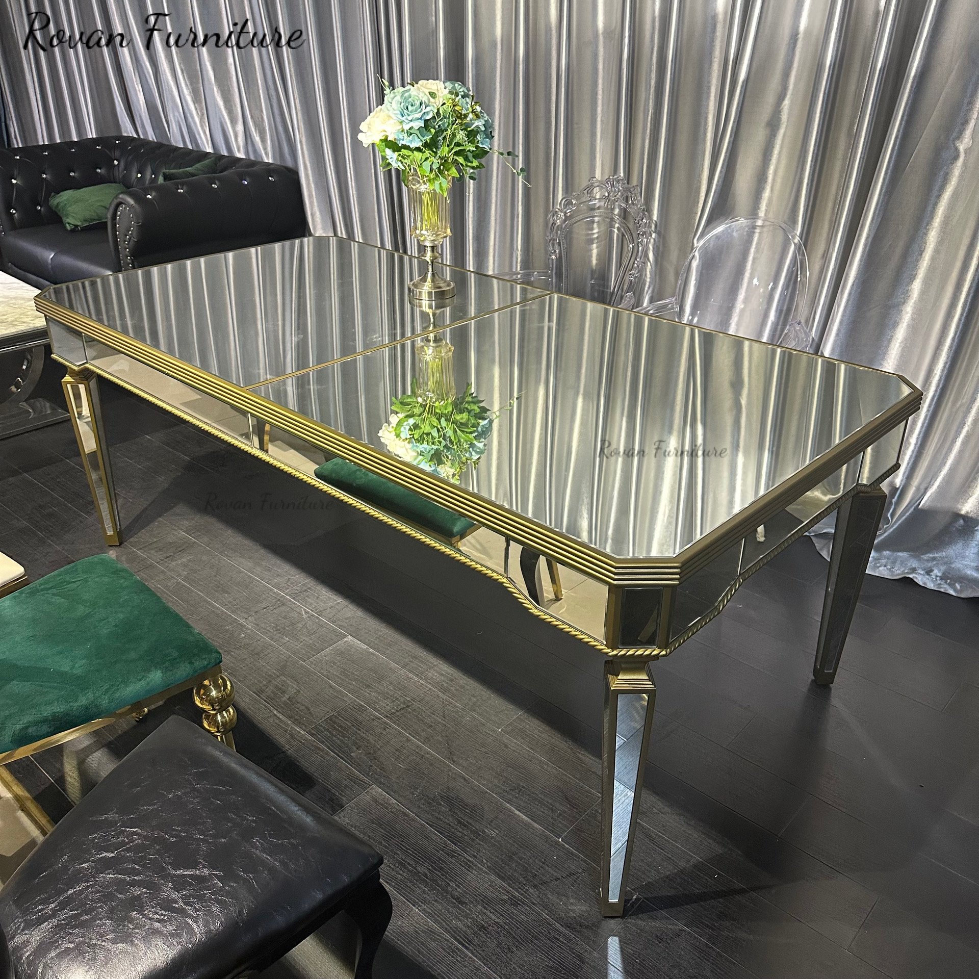Latest design wood MDF wedding table mirror event tables luxury dining table for wedding used