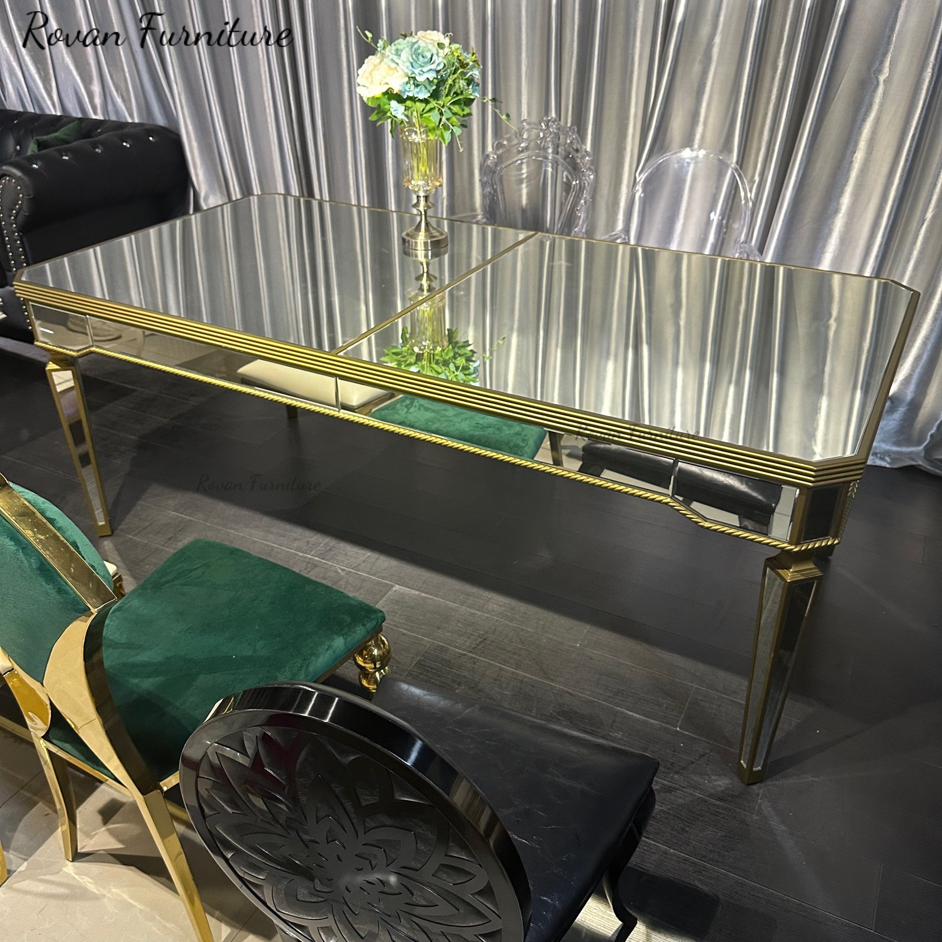 Latest design wood MDF wedding table mirror event tables luxury dining table for wedding used