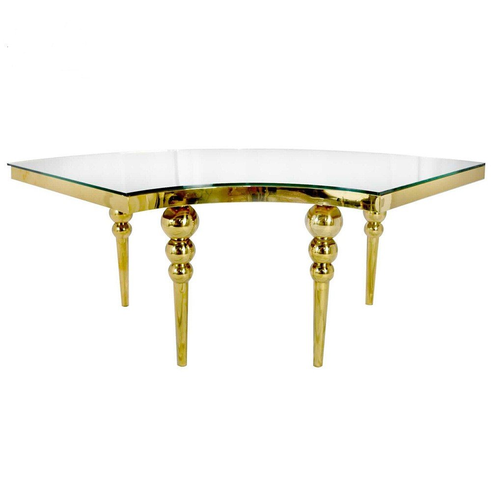 Luxury stainless steel moon table half round hotel event S shape Serpentine wedding table