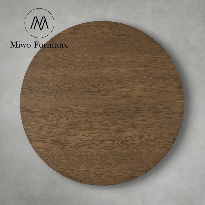 Contemporary villa penthouse round wooden Deep walnut table and chair set Restaurant Wooden 6 8 seat restaurant dining table
