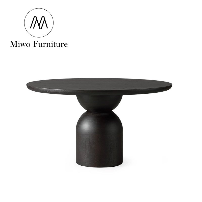 Contemporary villa penthouse round wooden Deep walnut table and chair set Restaurant Wooden 6 8 seat restaurant dining table