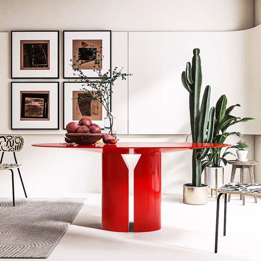 Modern Light Luxury Dining Table Stone Top Designer Oval Minimalist Kitchen Dining Room Home Furniture Dining Table