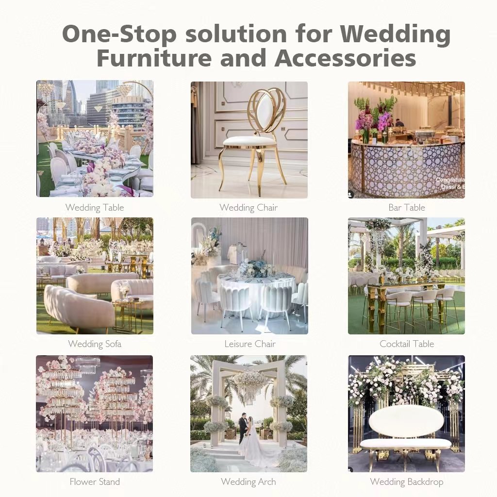 High-quality Couple Stainless Steel Wedding Table for Bride and Groom Wedding Rental Furniture