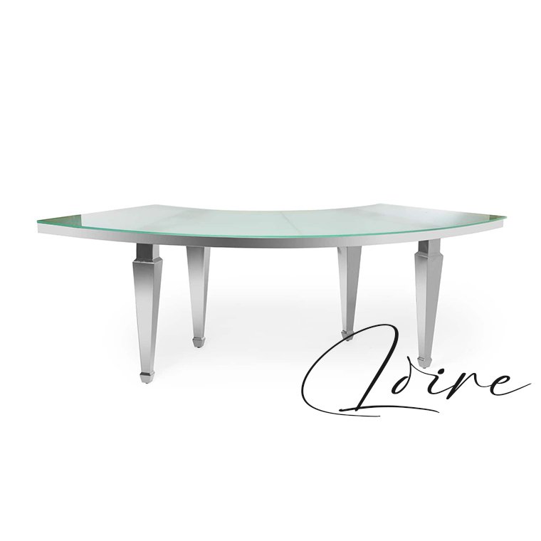 wedding Furniture New modern half moon Serpentine shape gold stainless steel dining table