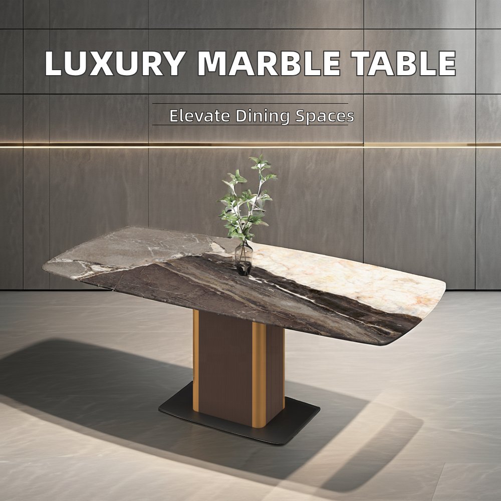 Luxury Stainless Steel Marble Dining Table by Factory Nordic Style Dining Room Furniture for Home Use Includes Table Chairs