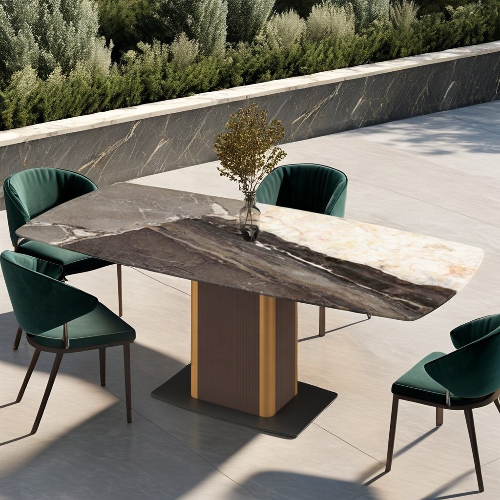 Luxury Stainless Steel Marble Dining Table by Factory Nordic Style Dining Room Furniture for Home Use Includes Table Chairs