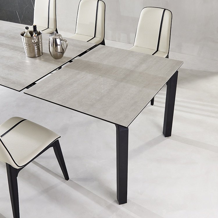 Jinsong New Arrival Space Saving Industry Luxury Style 6 Person Seater Long Glass Expandable Dining Table for Hotel Restaurant