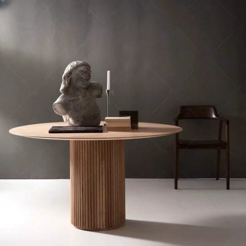 Solid Wood Furniture Round Table Dining Room Table Nordic Simple Small Apartment Vintage Round Table
