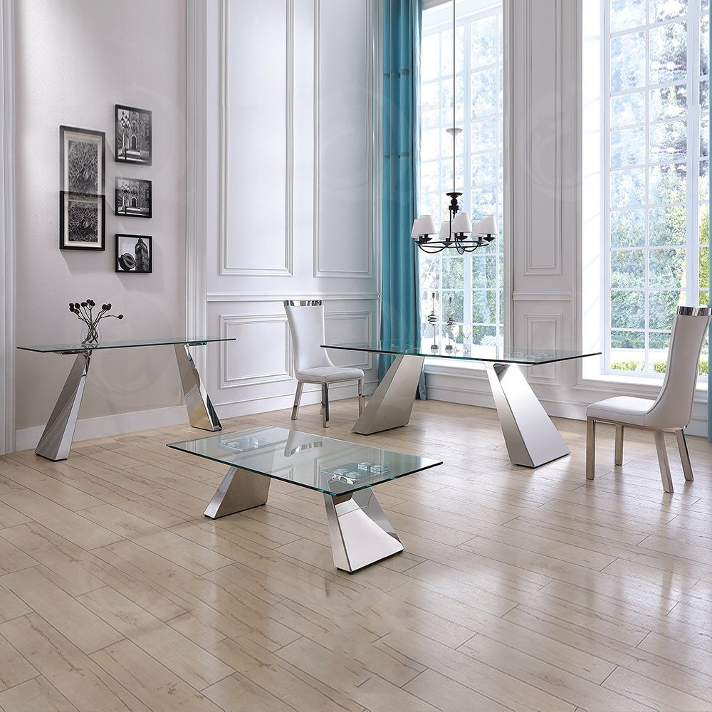 dining room furniture dining table set 6 chairs stainless steel modern glass dining table