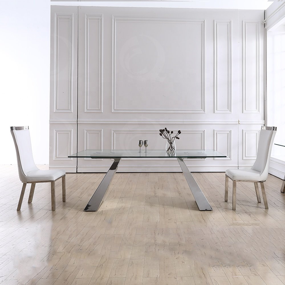 dining room furniture dining table set 6 chairs stainless steel modern glass dining table