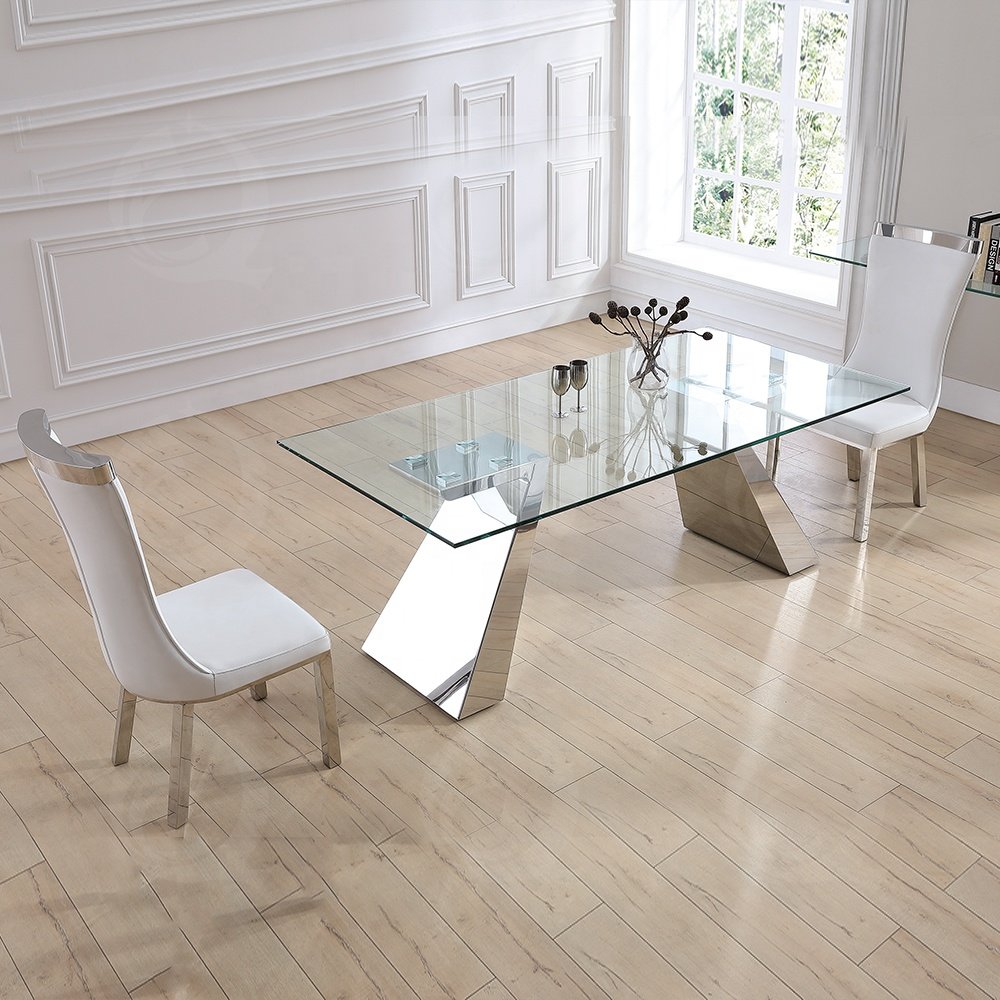 dining room furniture dining table set 6 chairs stainless steel modern glass dining table