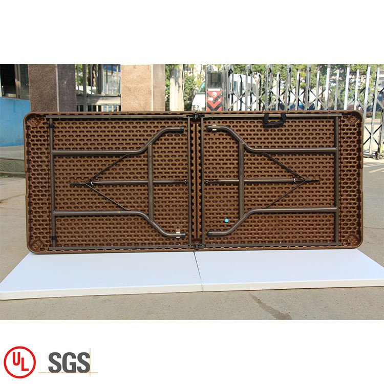 Cheap price long 6ft plastic folding table brown rattan portable outdoor dining folding table