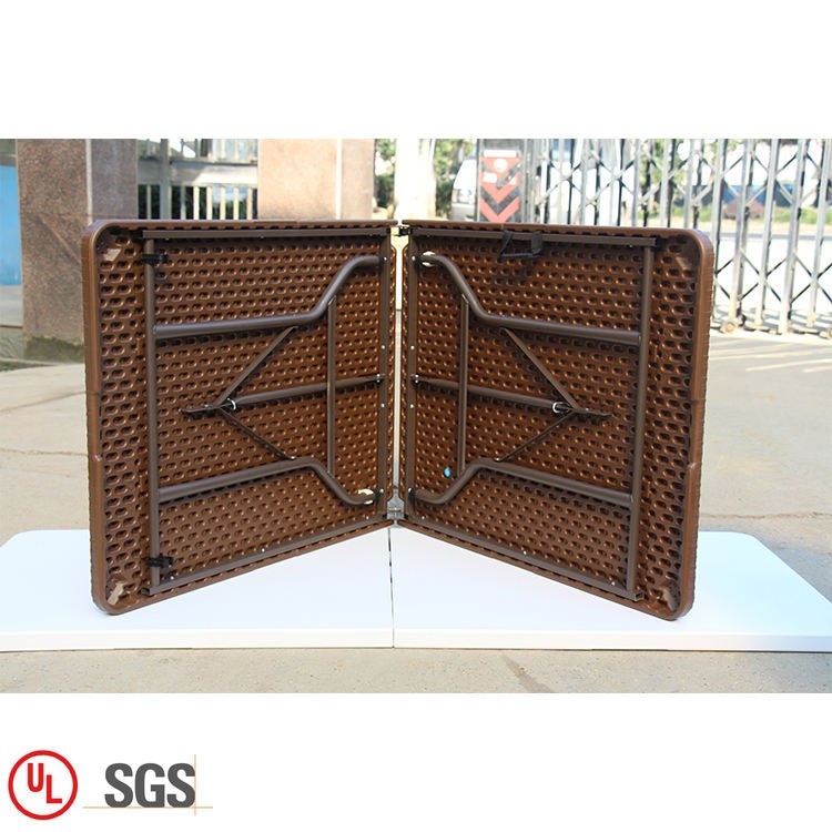 Cheap price long 6ft plastic folding table brown rattan portable outdoor dining folding table