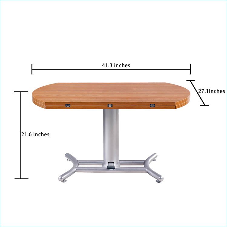 Gas Hydraulic Cylinder Lifting Height Increase Bistro Wood Expandable Round Dining Table convertible to coffee table