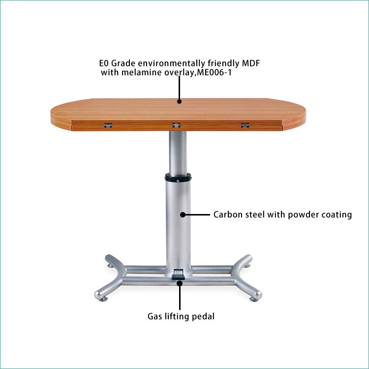 Gas Hydraulic Cylinder Lifting Height Increase Bistro Wood Expandable Round Dining Table convertible to coffee table