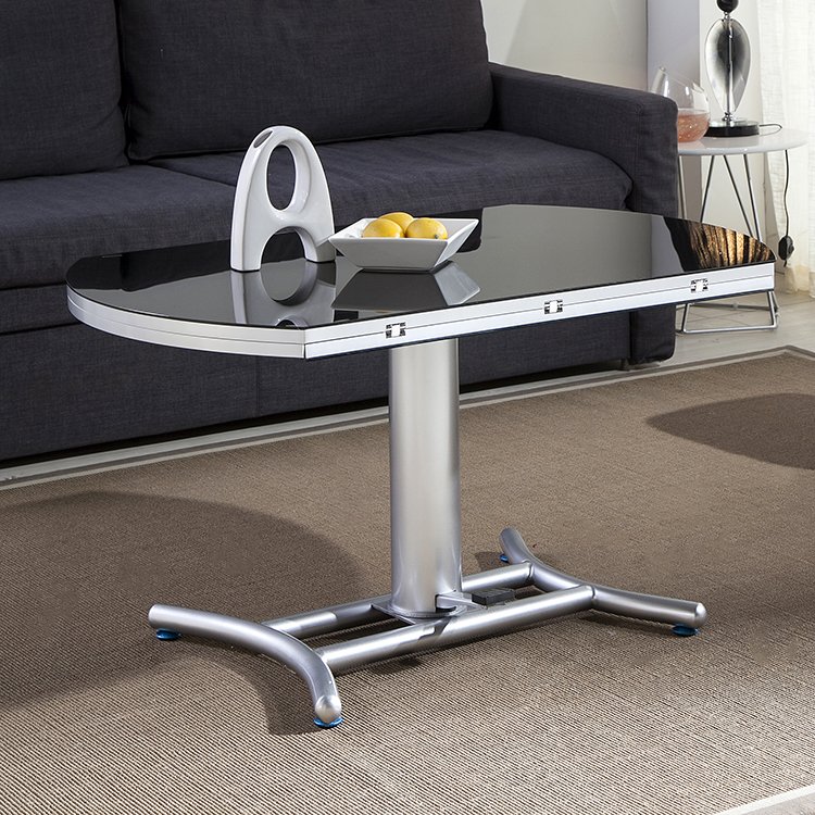 Gas Hydraulic Cylinder Lifting Height Increase Bistro Wood Expandable Round Dining Table convertible to coffee table