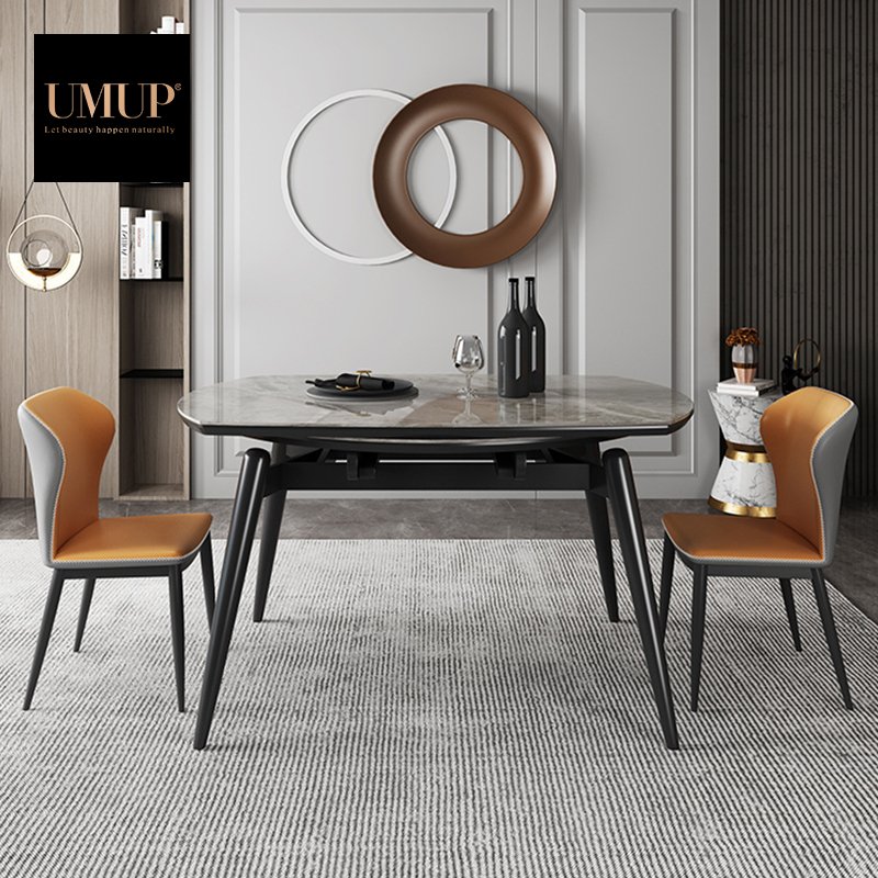 Dining Tables Extendable Round Dining Table Modern Rock Beam Top Table