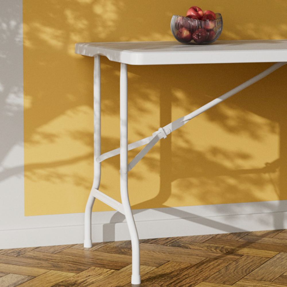 2.4m White outdoor portable dining folding table bjflamingo White Rectangular Folding Outdoor Table