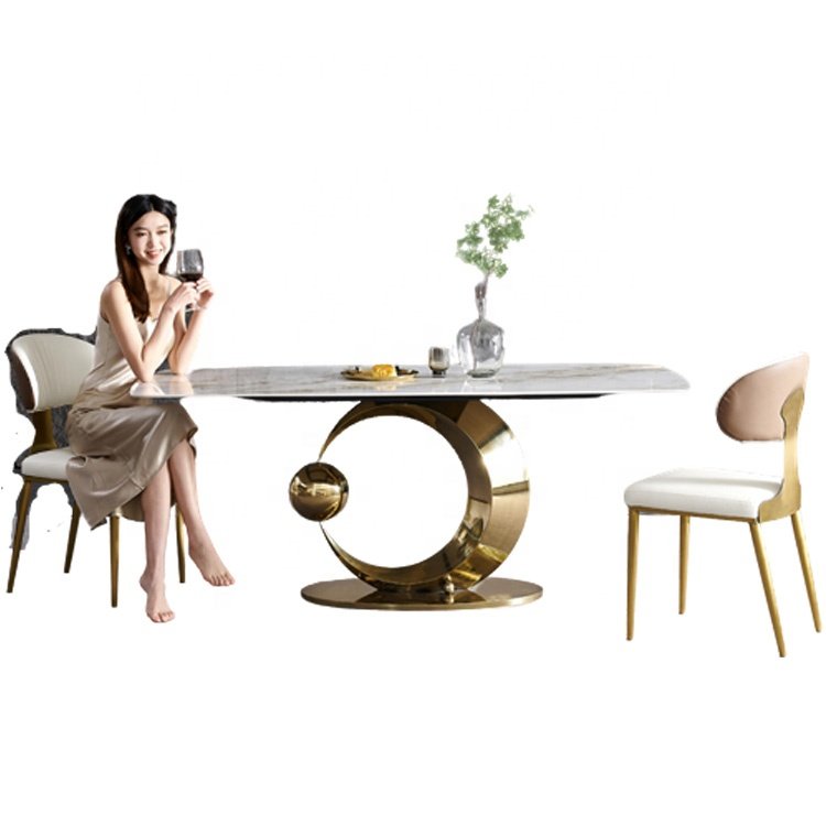 High quality Long Seater rectangle dining room table sets 4/6/8/10 chairs furniture luxury dining table set with low price