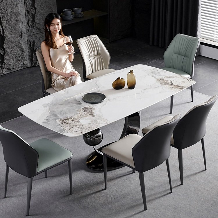 High quality Long Seater rectangle dining room table sets 4/6/8/10 chairs furniture luxury dining table set with low price