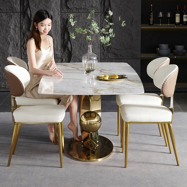 High quality Long Seater rectangle dining room table sets 4/6/8/10 chairs furniture luxury dining table set with low price