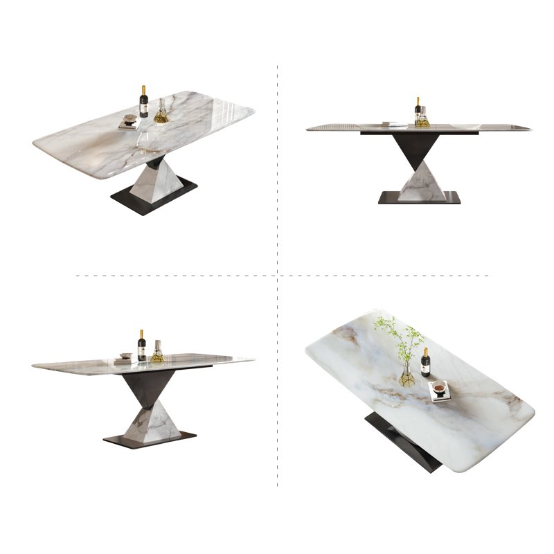Foshan Factory Luxury Modern Dining Table Marble Round Top Metal Leg Dining Table For Dining Room 6 8 Seats recycled pine