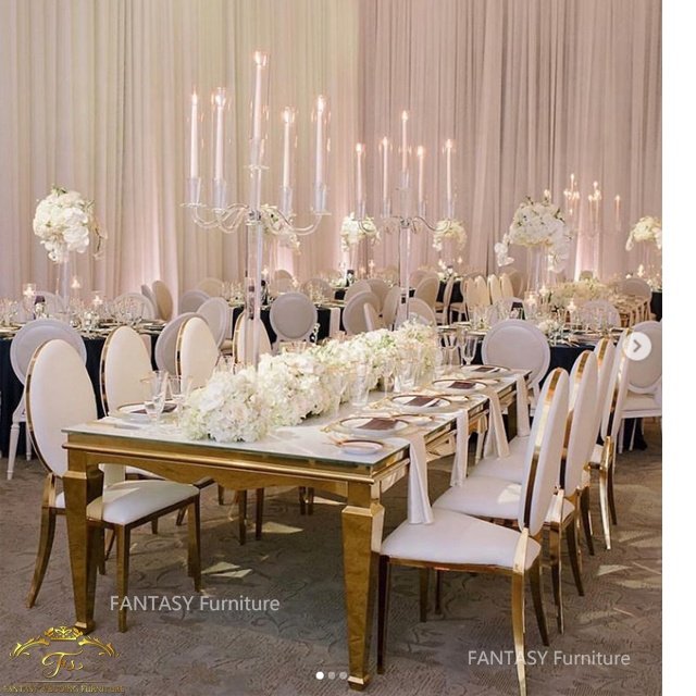 Modern design washington wedding table gold stainless steel mirror event table
