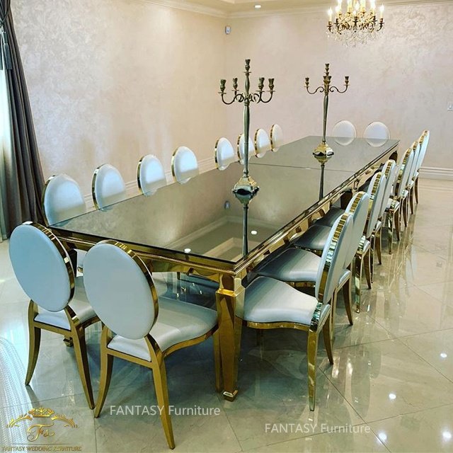 Modern design washington wedding table gold stainless steel mirror event table