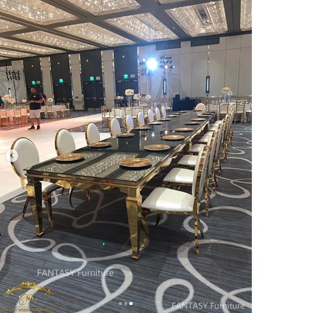 Modern design washington wedding table gold stainless steel mirror event table