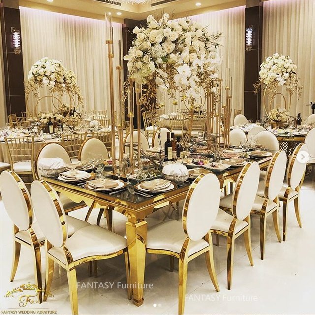 Modern design washington wedding table gold stainless steel mirror event table