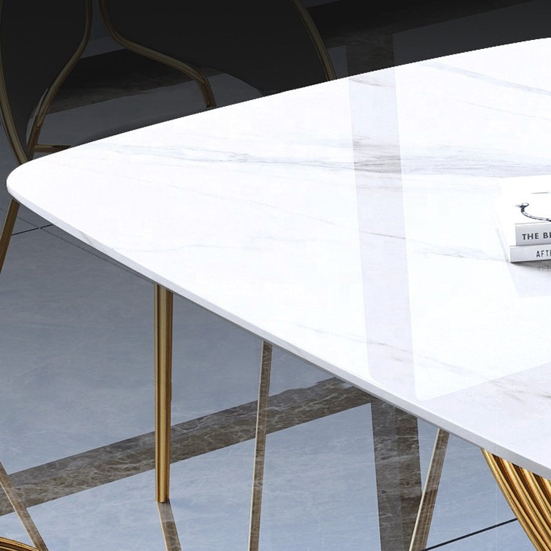 Modern Restaurant Furniture table Mable Top Stainless Steel Base Dinning Table For Dinning Room