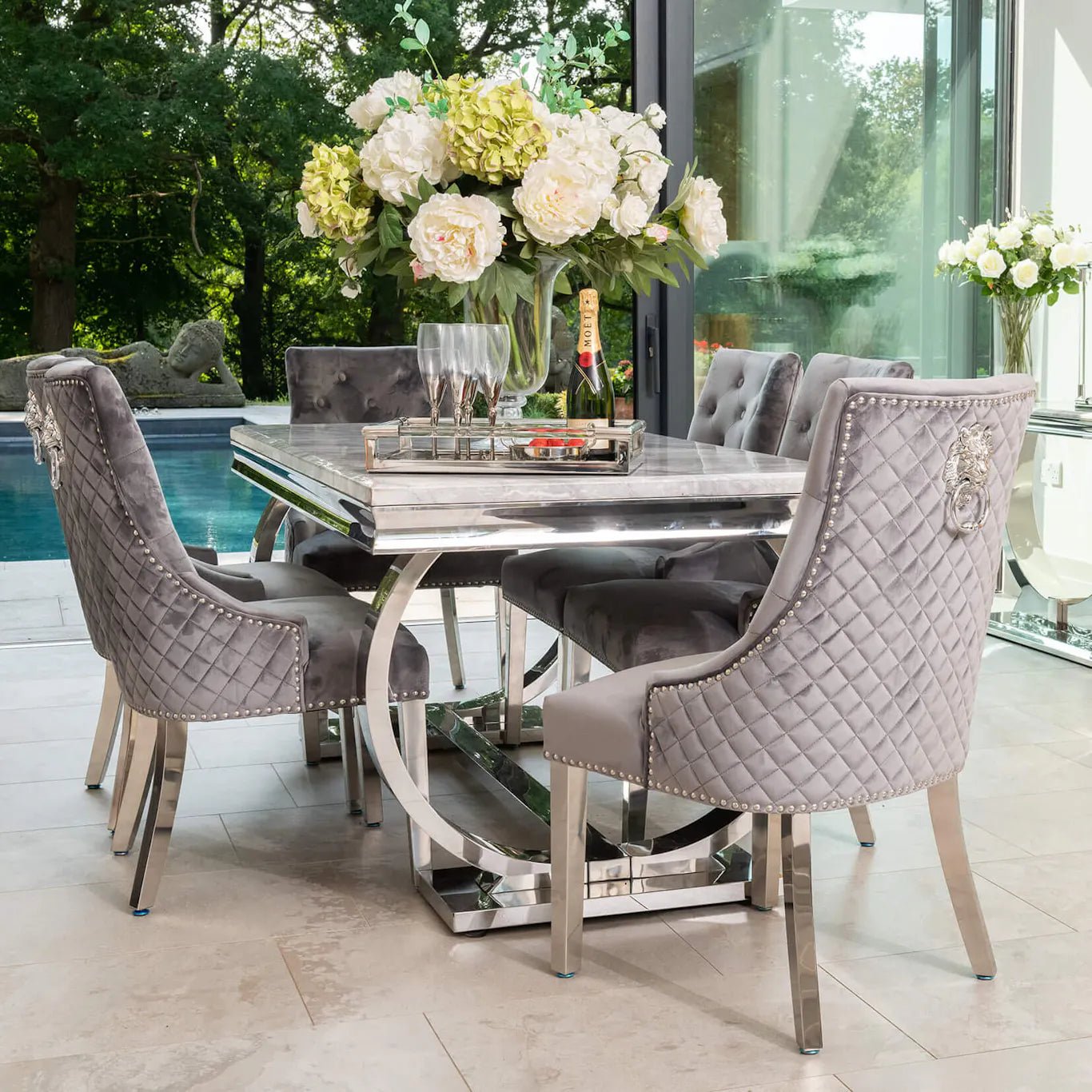 Marble Top Stainless Steel Leg Dining Table And Chair Sets For Designs Wholesale Furniture