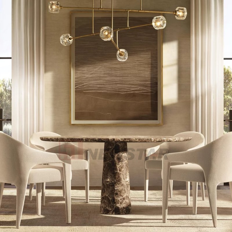 Newstar Personalized Custom Round Dining Table Modern Simple Marble Dining Table Handcrafted Dining Tables