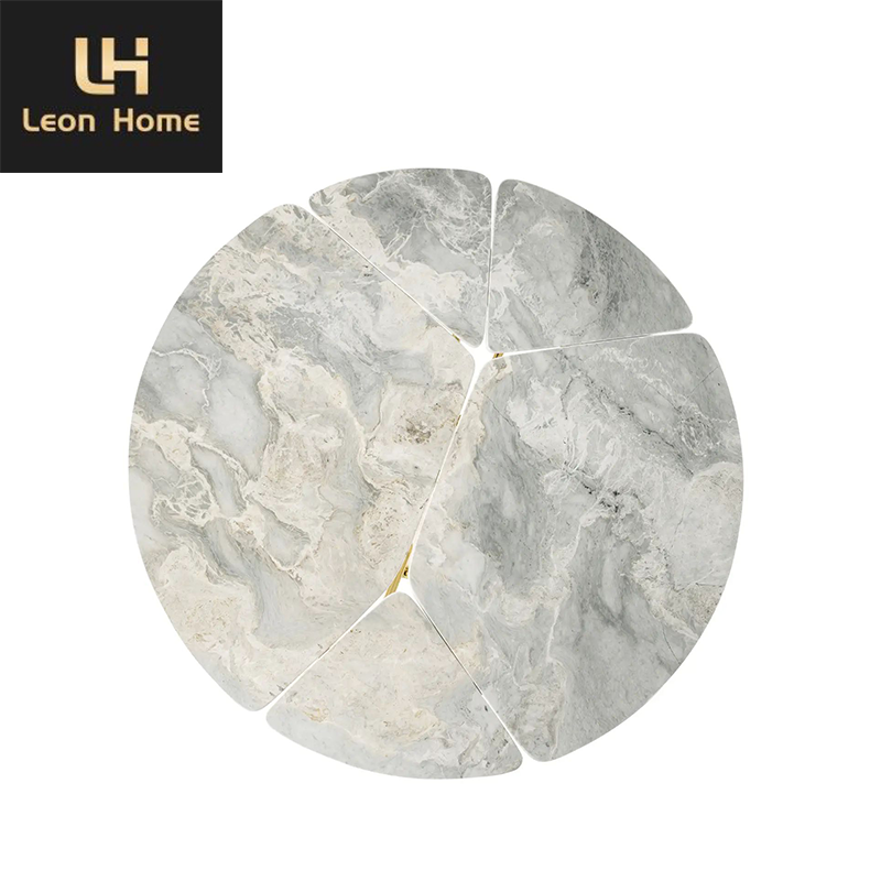 Luxury custom new design stainless steel frame round shape dining table furniture dining table for villa dining room