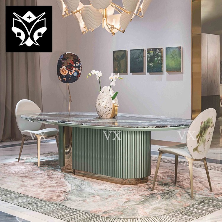 Luxury Design Durable Oval Marble Dining Table 8 Seater For Dining Room Home Furniture