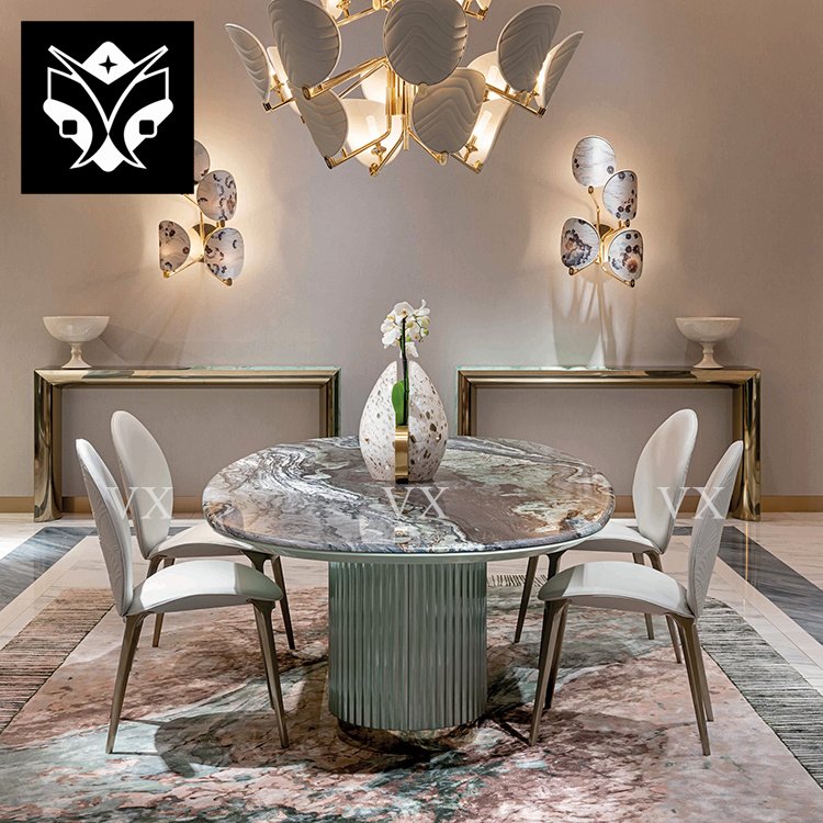 Luxury Design Durable Oval Marble Dining Table 8 Seater For Dining Room Home Furniture