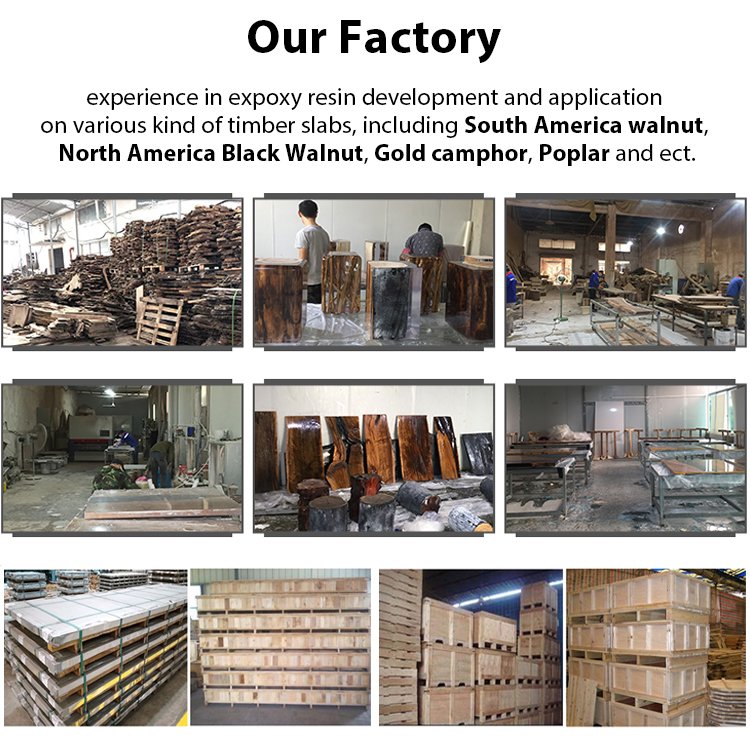 Factory Wholesale Live Edge Epoxy Resin Dining Tables Solid Walnut Wood Slab Table Tops Dining Table