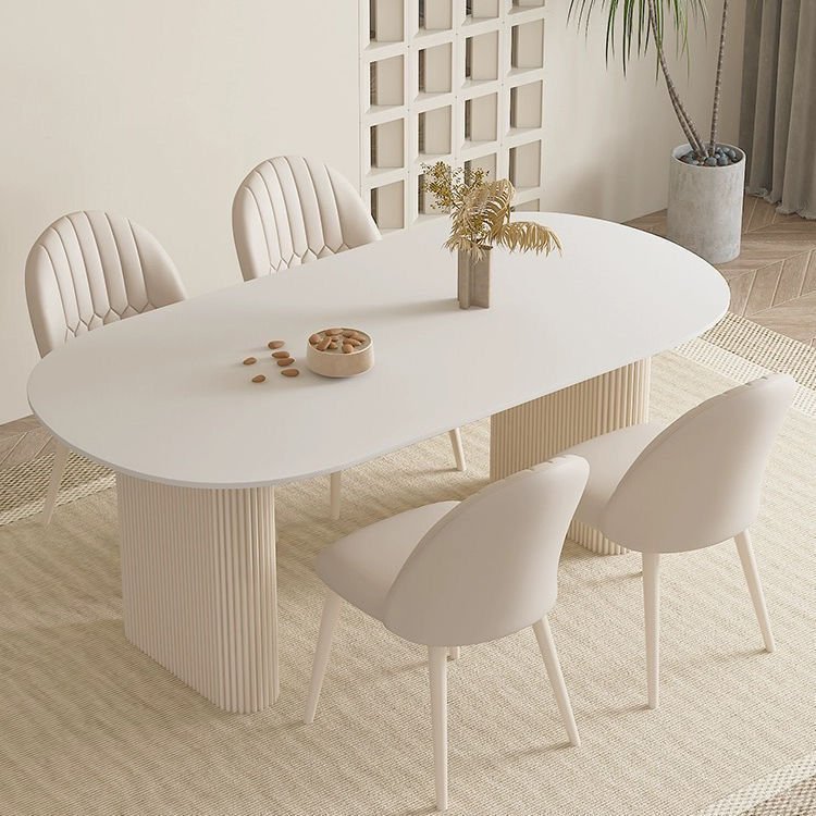 Hot Sale Marble Dining Table And Chairs Set Cylindrical Table Legs Kitchen Island Dining Tables Office Desk For Hotel Villa