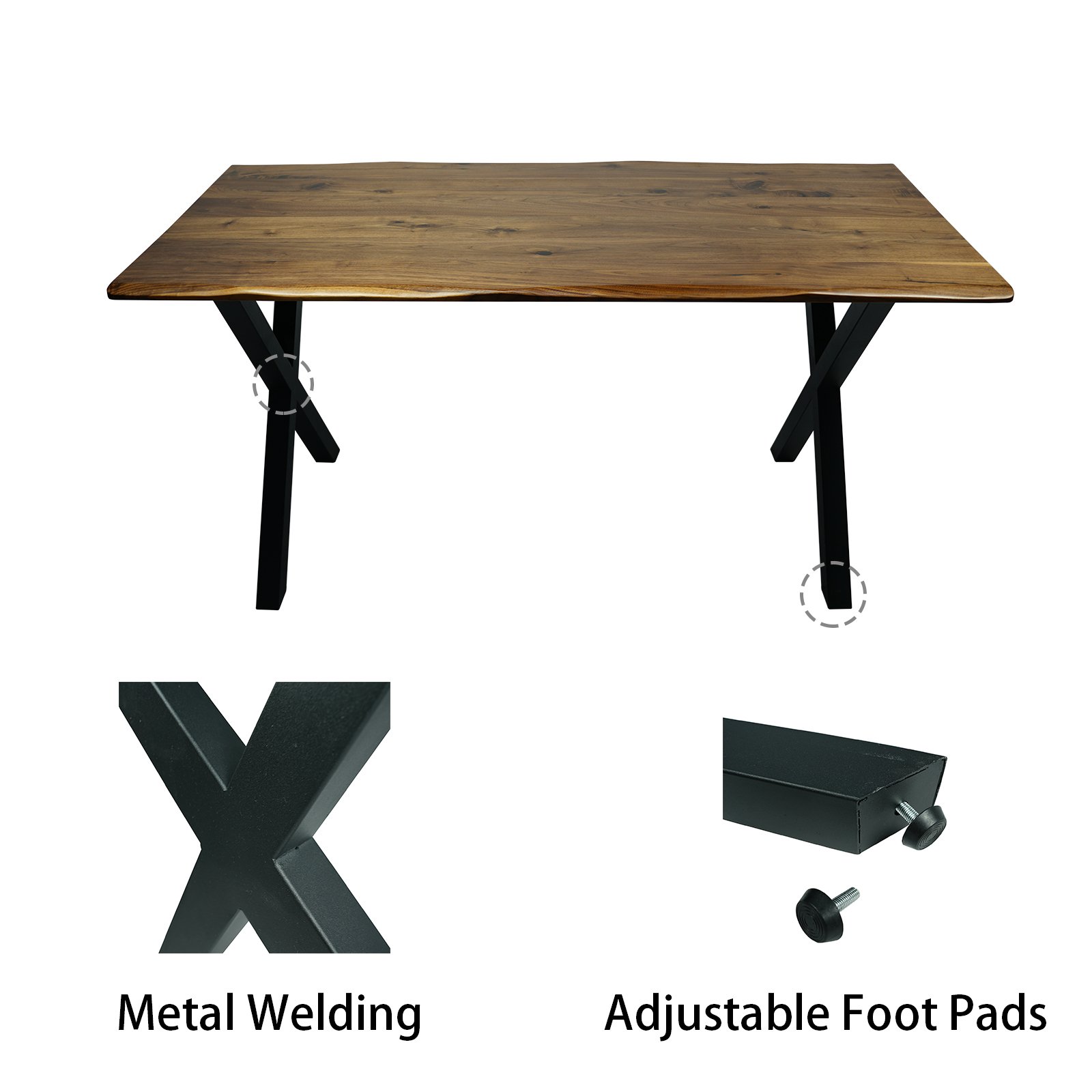 Black Walnut Solid Wood Study Table Live Edge Table Top For Adjustable Desk 30x60x0.8inch