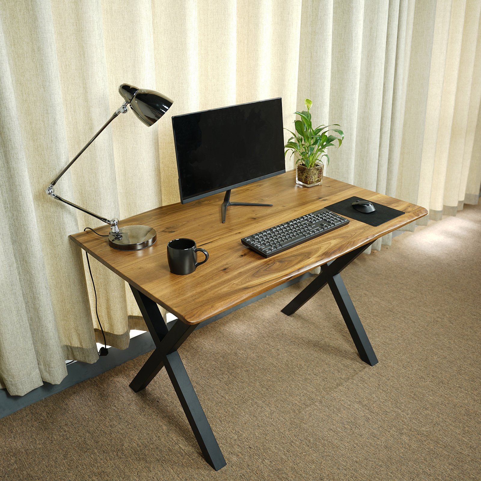 Black Walnut Solid Wood Study Table Live Edge Table Top For Adjustable Desk 30x60x0.8inch