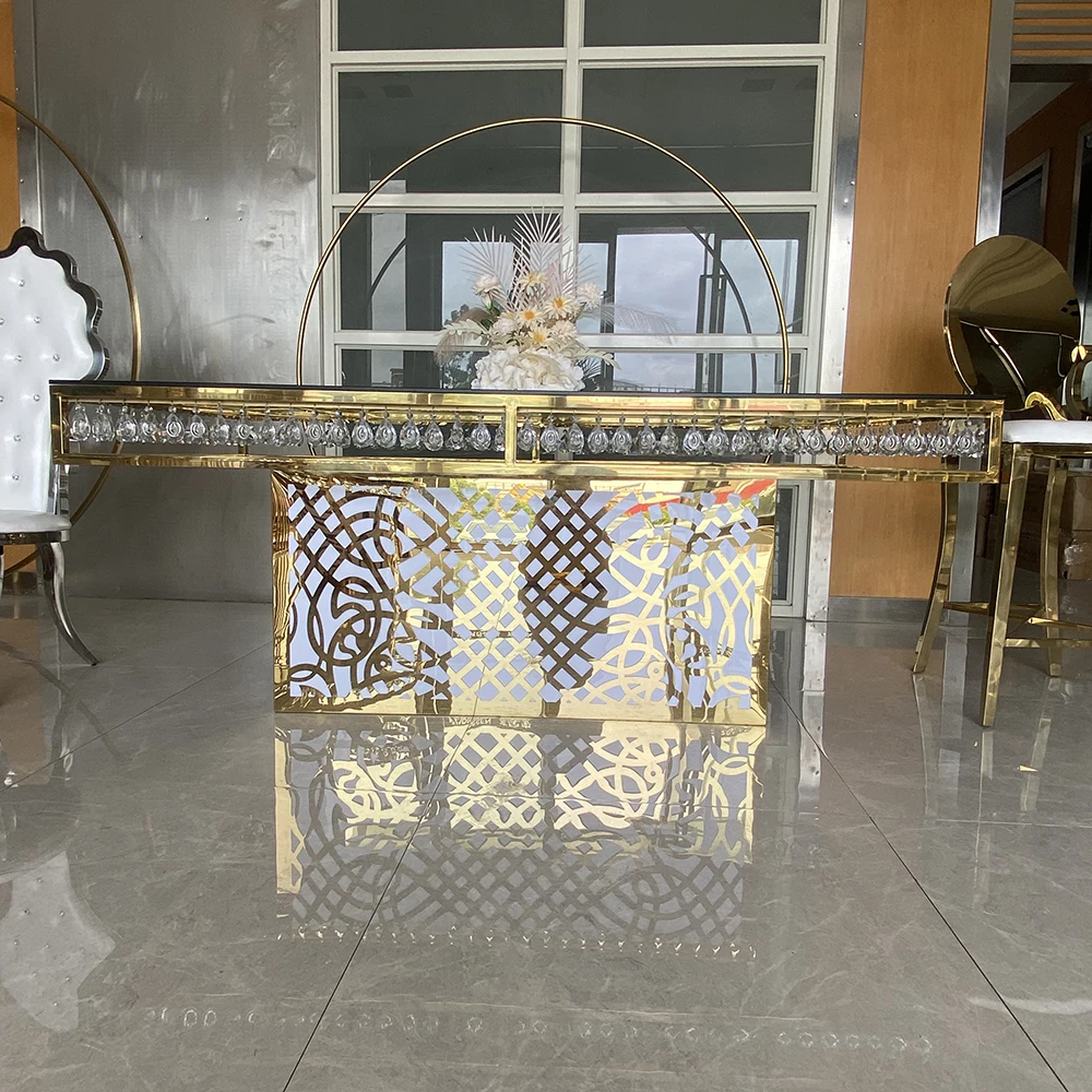 Wedding modern style glass top stainless steel luxury round dining table